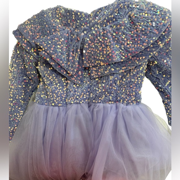 Puffy Glitter Girl Dress Tea Length Princess Flower Girl Dresses - Picture 6 of 10